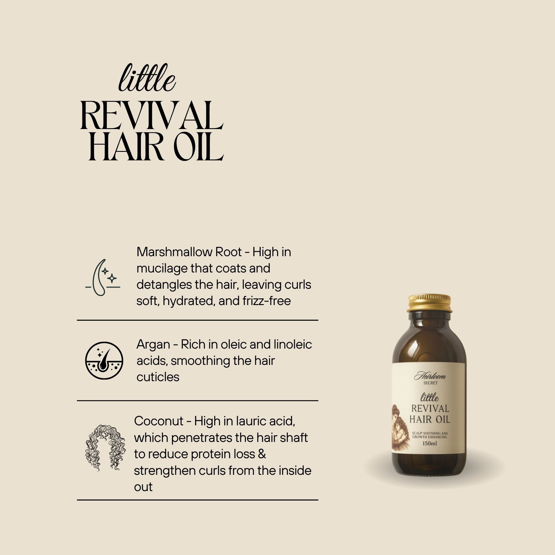 Little Revival Hair Oil 150ml | For Dry Scalp & Hair Softening & Growth